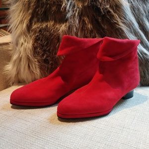 Red suede ankle booties